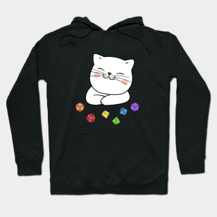 Rainbow Dungeon Meowster Kitten with Polyhedral Dice Set Hoodie